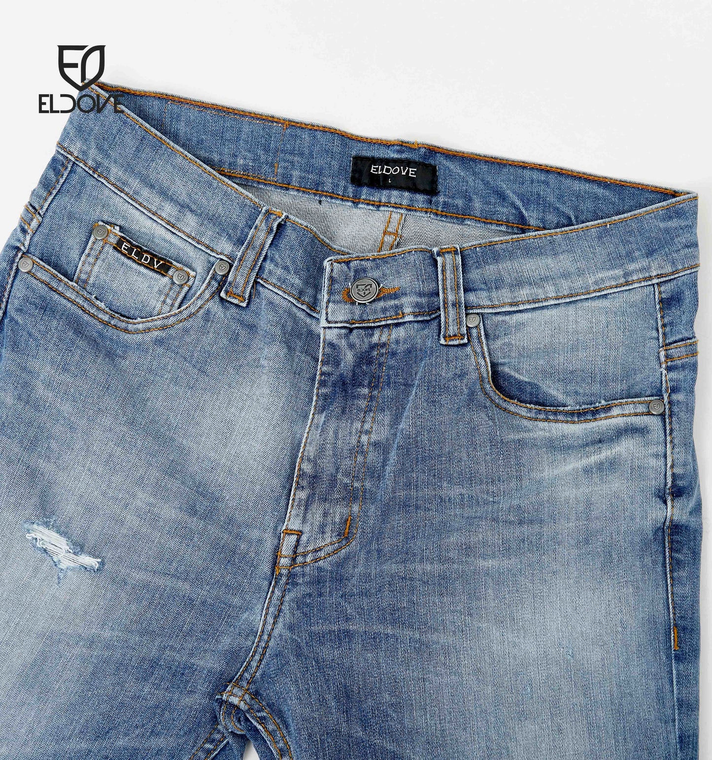 Eldove Denim Jeans Stretch Ripped Medium Blue 2051