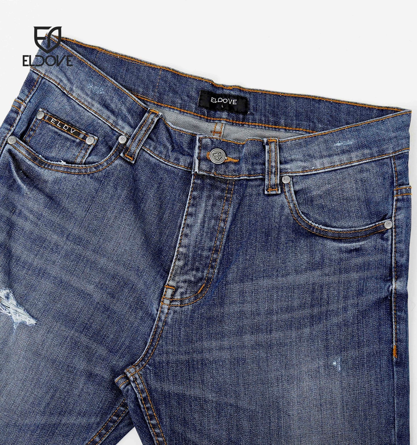 Eldove Denim Jeans Stretch Ripped Dark Blue 2052