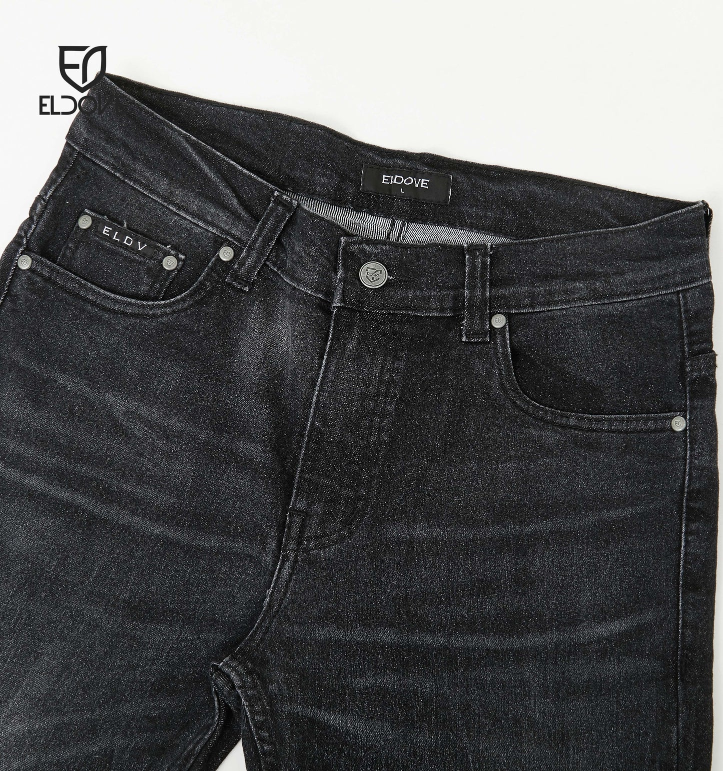 Eldove Denim Jeans Stretch Dark Grey / Black Snow 2057
