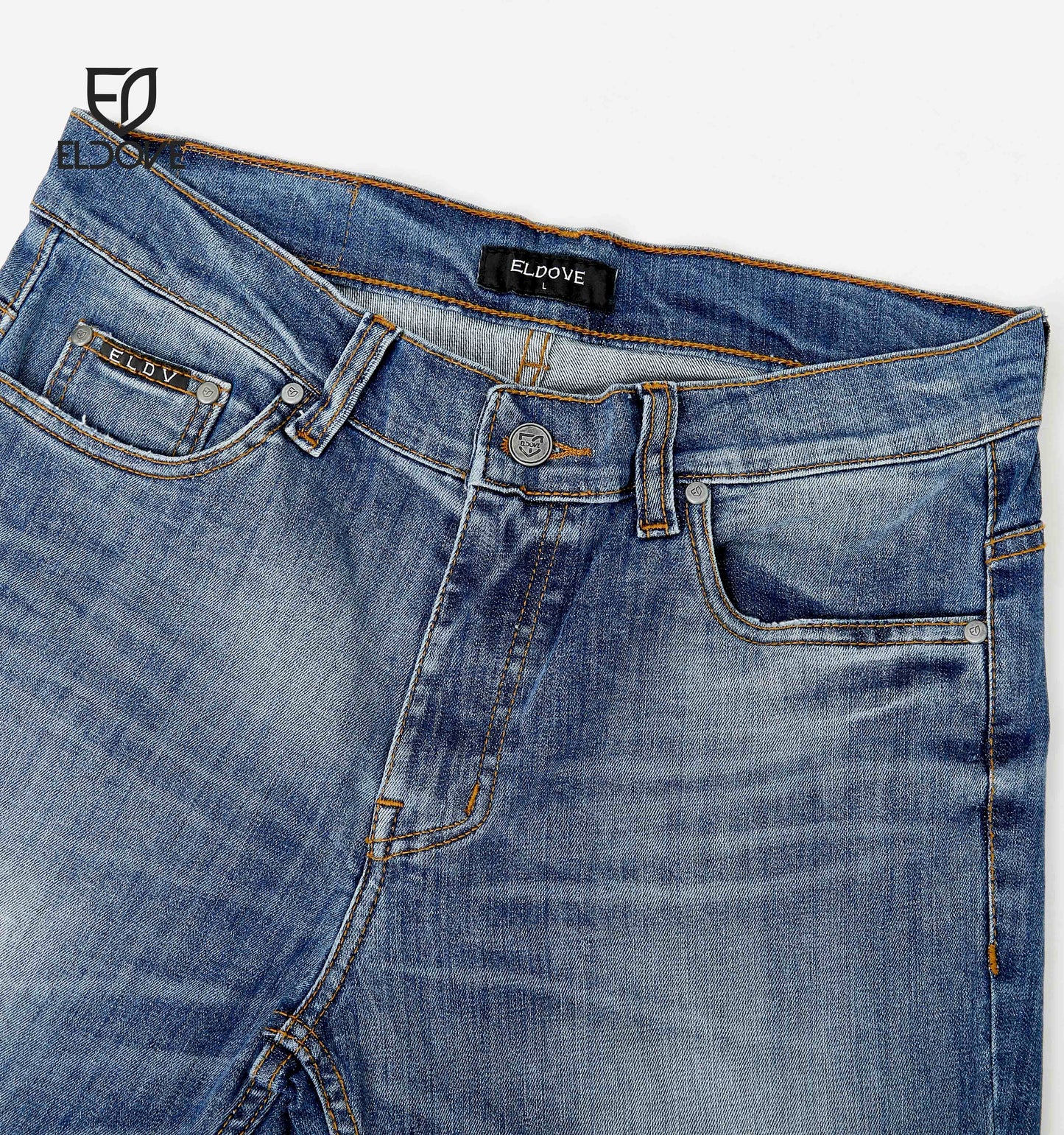 Eldove Denim Jeans Stretch Ripped Medium Blue 2061