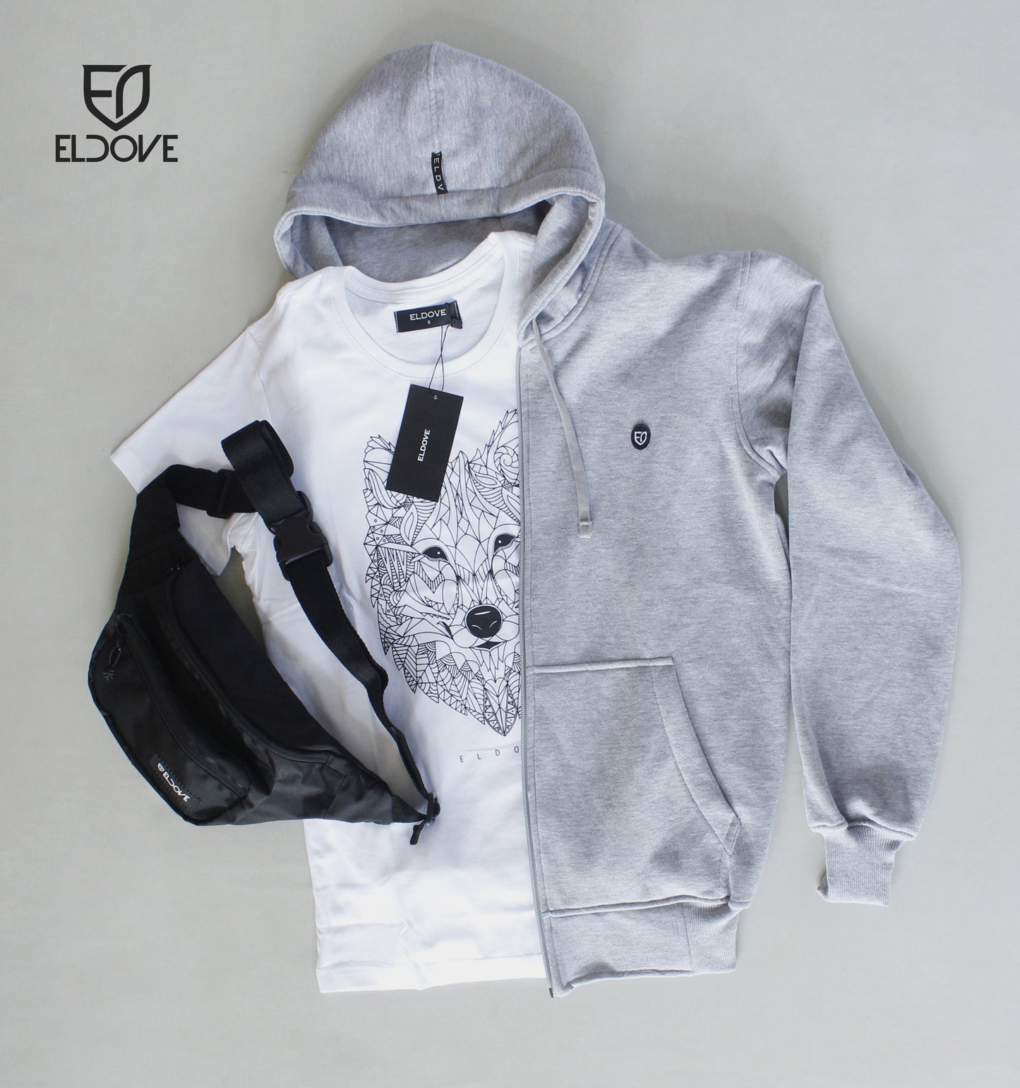 Eldove Hoodie Zipper Light Grey 5004