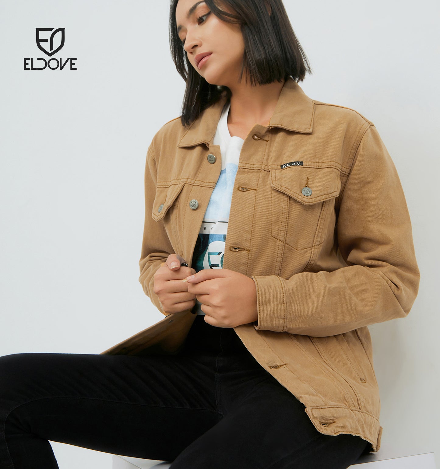 Eldove Denim Jacket Light Brown 5107