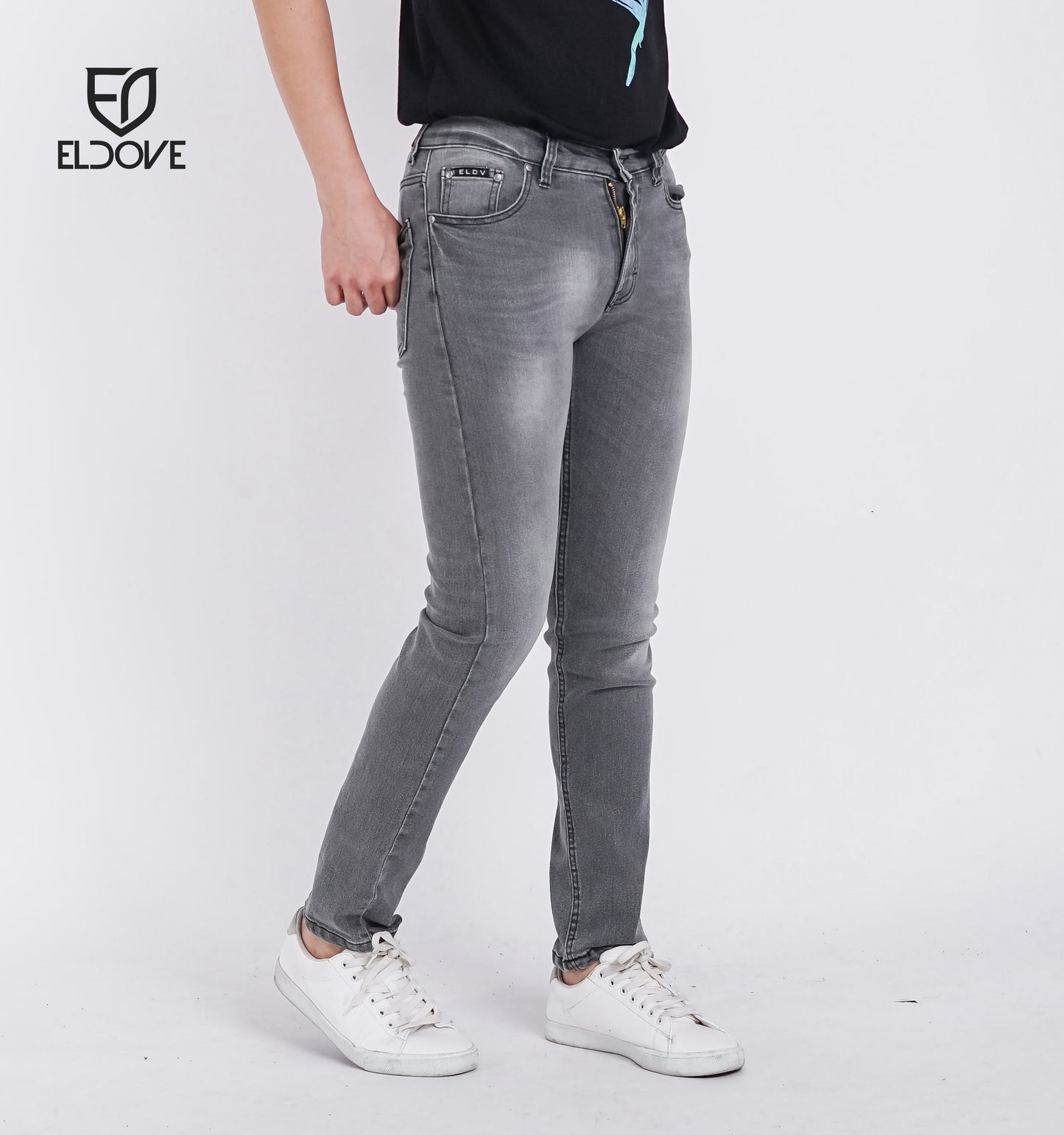 Eldove Denim Jeans Stretch Medium Grey 2042