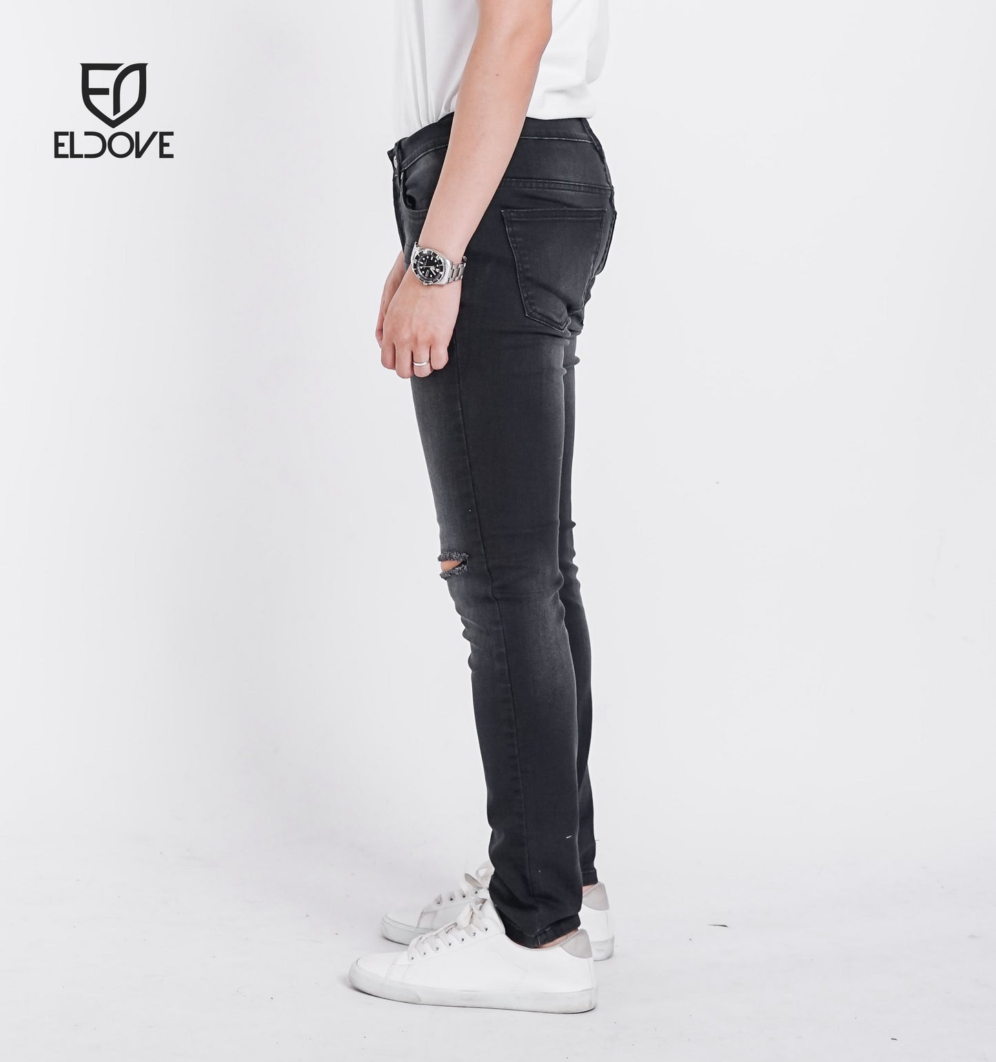 Eldove Denim Jeans Stretch Dark Grey Destroy 2043