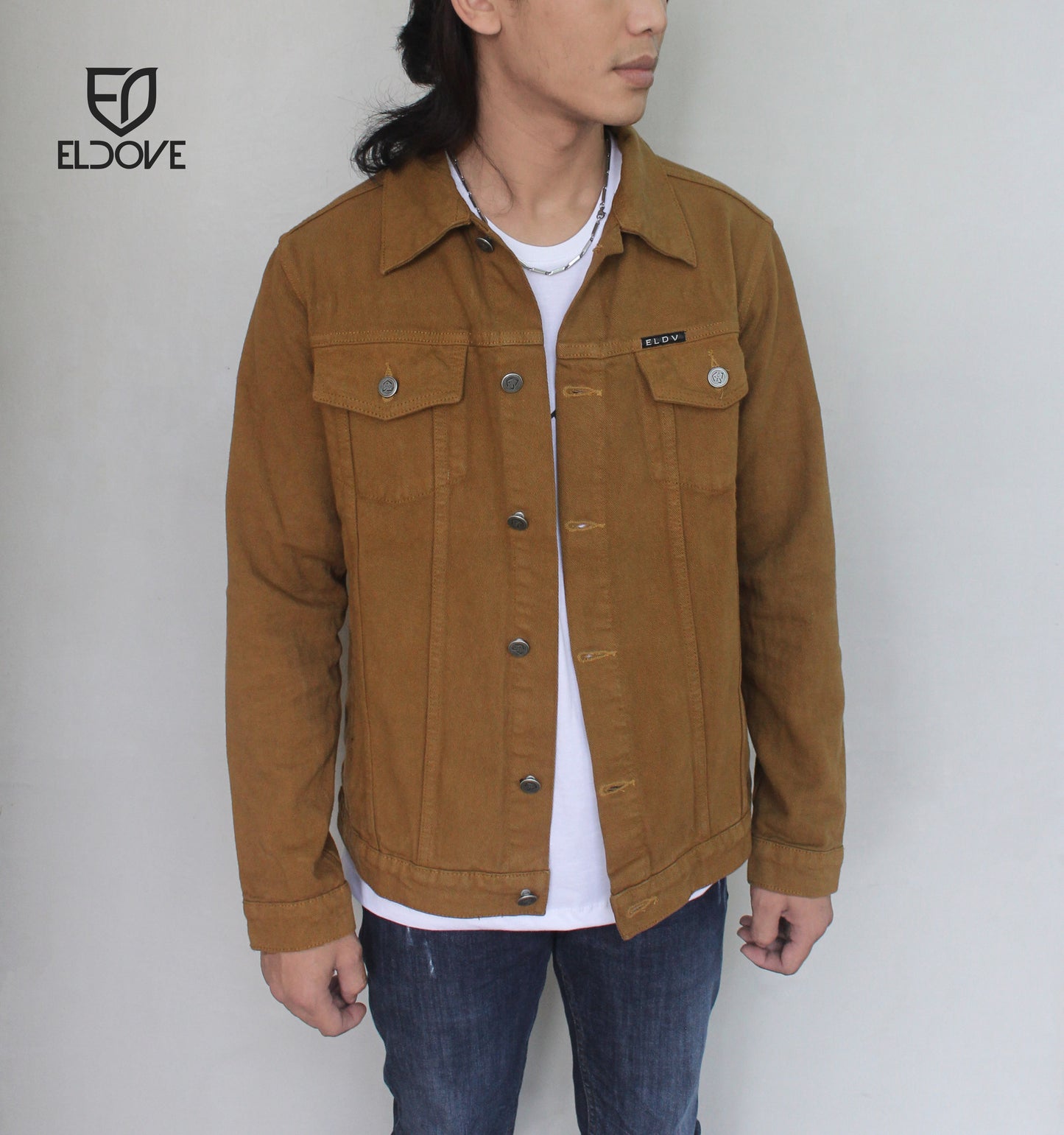 Eldove Denim Jacket Medium Brown 5082