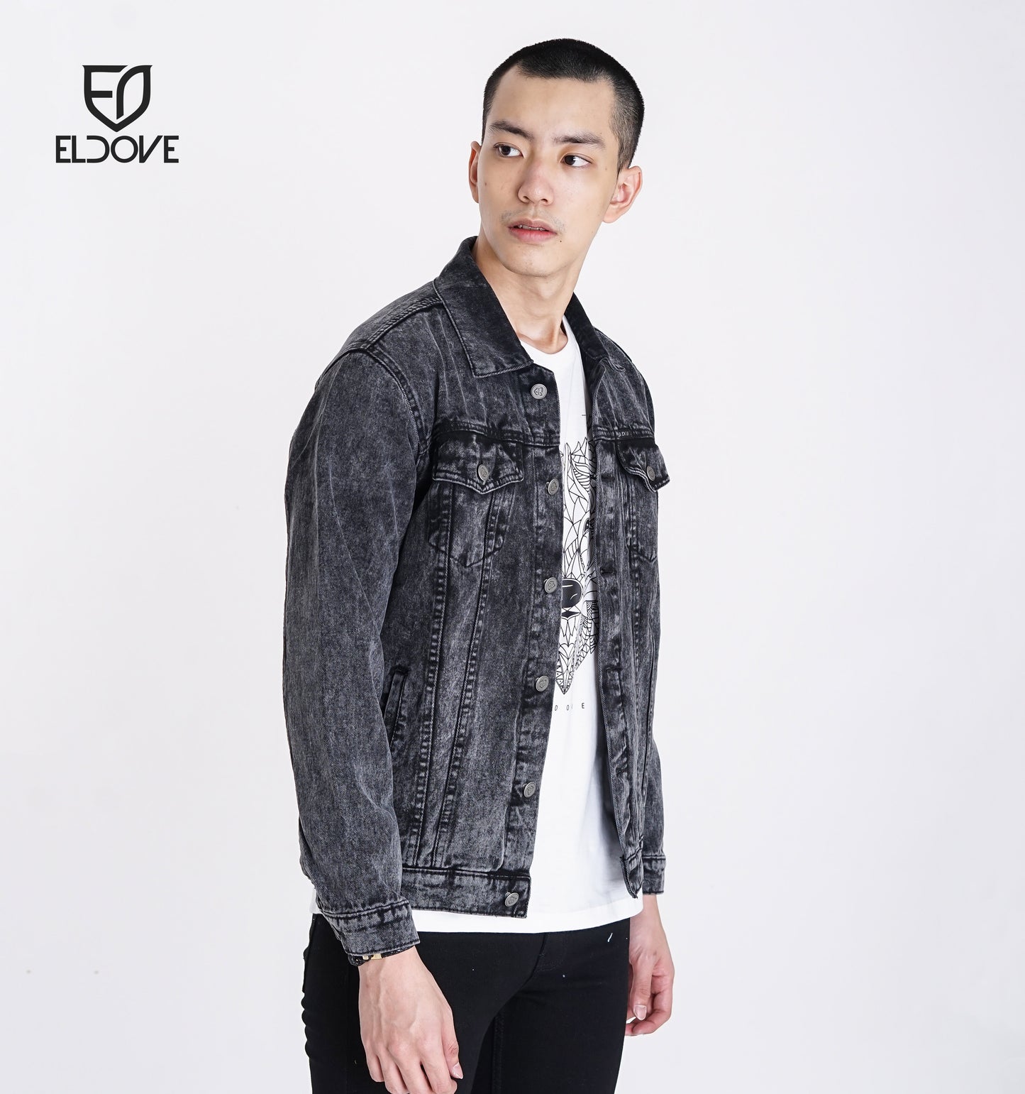 Eldove Denim Jacket Dark Grey Snow 5032