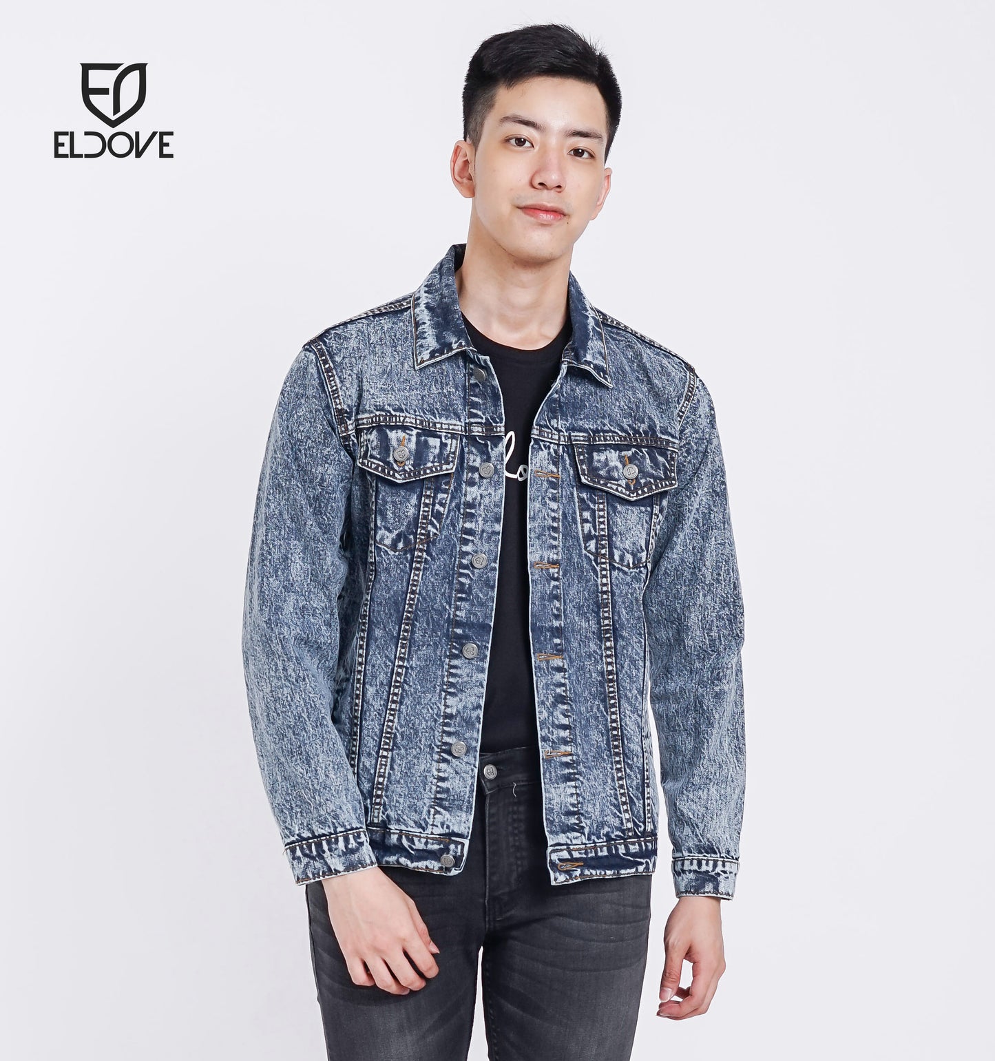 Eldove Denim Jacket Dark Blue Snow 5089