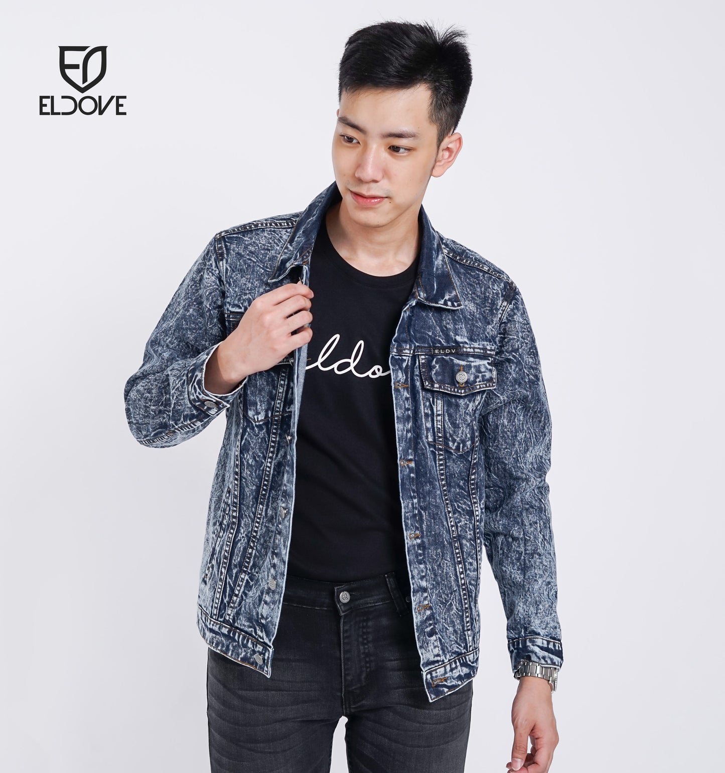 Eldove Denim Jacket Dark Blue Wringkle 5090