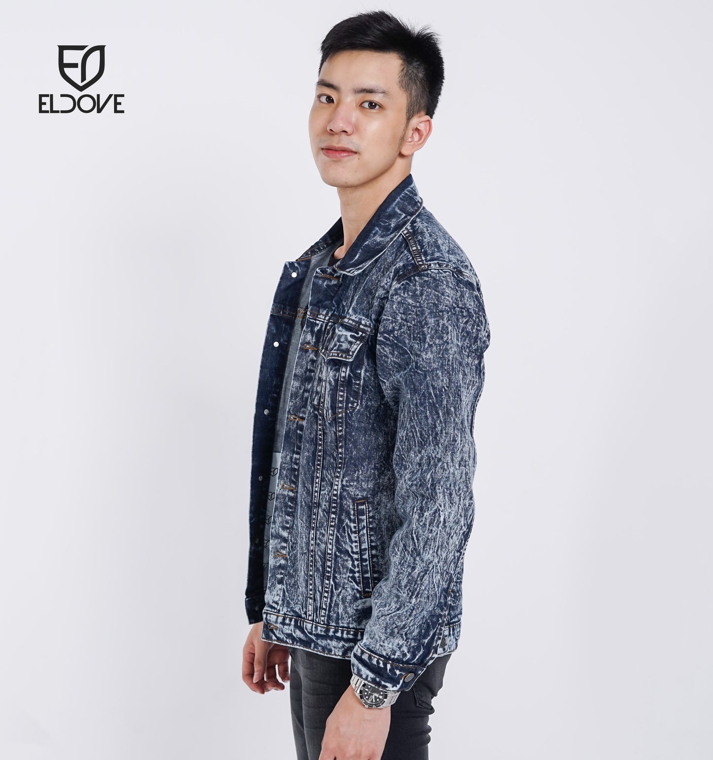 Eldove Denim Jacket Dark Blue Wringkle 5090