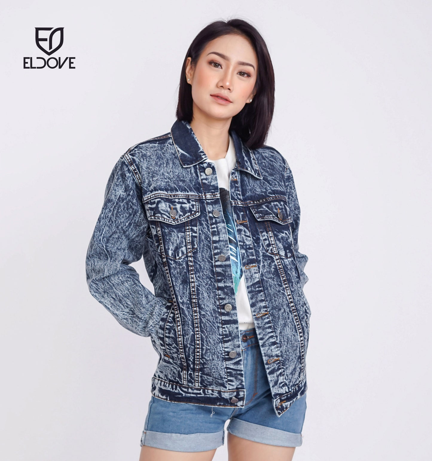 Eldove Denim Jacket Dark Blue Wringkle 5090